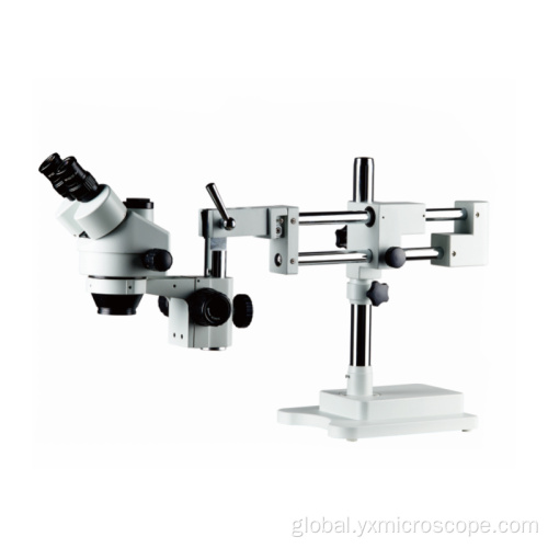 Stereo Microscope with Boom Stand 7-45X Zoom trinocular Stereo Microscope double arm boom Factory